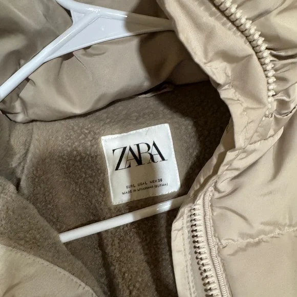 Zara Beige Hooded Puffer Coat - Picture 17 of 17